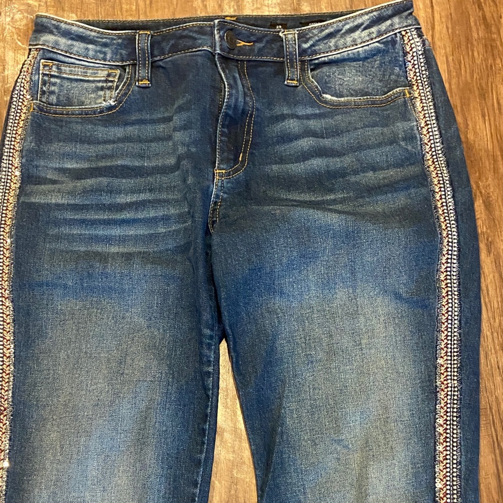 Miss Me Dark Blue Embellished Side-Stripe ankle skinny jeans size 29 - Picture 2 of 7